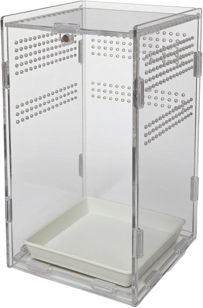 Acrylic Jumping Spider Enclosure,Reptile Enclosure,Bug Habitat, for Small Tree Dwelling Reptiles,Arboreal Tarantula Enclosure, Spider Terrarium Kit,Plastic Terrarium(4.7" X 4.7" X 8")