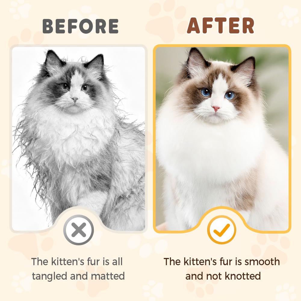 Pet Grooming Brush, 2025 New Self Cleaning Metal Comb, Detangling and Dematting Long, Matted Fur on Cats and Dogs, Easy to Remove Loose Undercoat, One Click Removal (White)