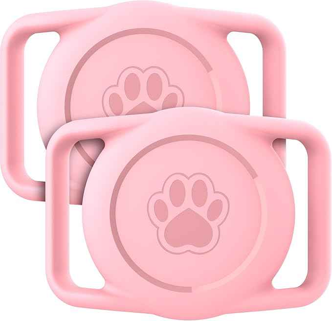 2 Pack for Airtag Dog Collar Holder,IPX8 Waterproof for air Tags-2 Pack,for Apple GPS Tracker Accessories丨Compatible with Apple AirTags丨Fits≤ 1.2" Width Collar for Dog cat Pets(Pink)