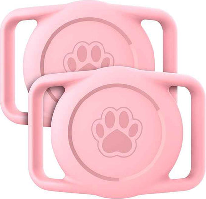 2 Pack for Airtag Dog Collar Holder,IPX8 Waterproof for air Tags-2 Pack,for Apple GPS Tracker Accessories丨Compatible with Apple AirTags丨Fits≤ 1.2" Width Collar for Dog cat Pets(Pink)