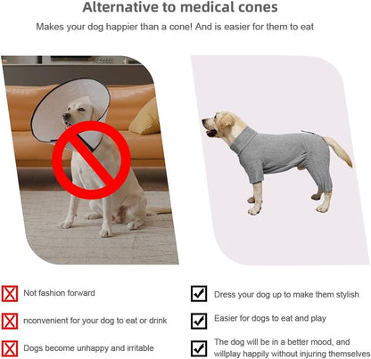 Dog Pyjamas PJS Sweater Clothing and Loungewear Suitable for Medium to Large Breeds of Dogs, Neutering Suits, Extra-Large Stretch Fabric, Four-Legged Dogs Clothes Pyjamas(Sweater Gray, 2XL)