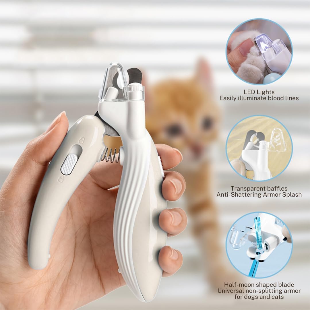 Cat Nail Clippers, Whale Shape Precision Trimming Tool, Ergonomic Non-Slip Handle, Safety Guard, Compact & Easy to Clean (Coffee)