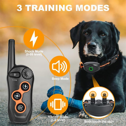 Dog Shock Collar with Remote Control,1300Ft,IP67 Waterproof Dog Training Collar with 3 Training Modes, Beep, Shock, Vibration,Safe Lock for Small, Middle,Large Dogs (Orange-O)