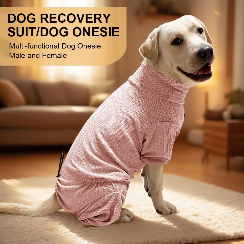 Dog Pyjamas PJS Sweater Clothing and Loungewear Suitable for Small to Medium Breeds of Dogs, Neutering Suits, Extra-Large Stretch Fabric, Four-Legged Dogs Clothes Pyjamas (Sweater Pink, XL)