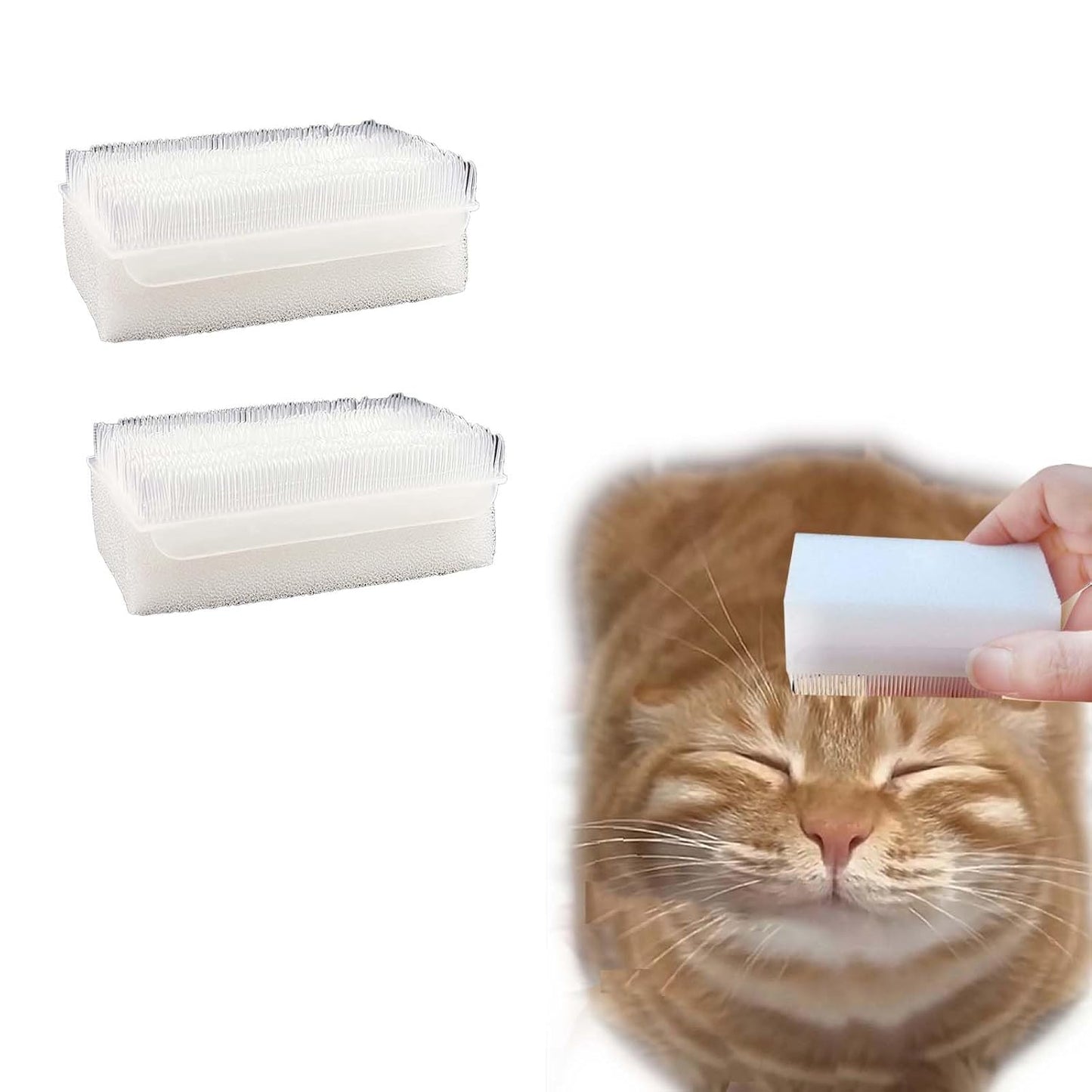 2PC Soft Cat Brush for Grooming - Gentle Cat Tongue Brush with 1300+ Barbed Serrations, Brushes for Sensitive Cats - Lightweight, gentle, Perfect for Daily Grooming & Enhancing Bonding