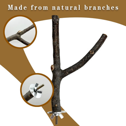 5Pcs Natural Wooden Bird Perch Set – Parrot Perch Toys, Wooden Perch Swing, Cage Accessories for Budgies, Cockatiels, Lovebirds, Finches, and Other Small to Medium Birds