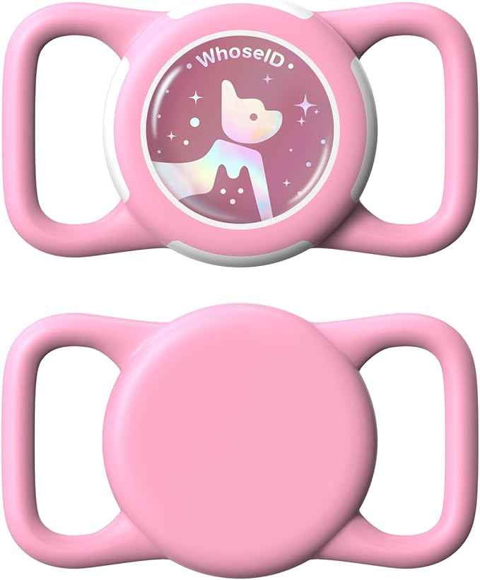 Waterproof Airtag Dog Collar Holder, Silicone & ABS Airtag Holder for Dog & Cat Collars, Ultra-Durable, Lightweight and Protective Airtag Case (Pink-1, Regular)