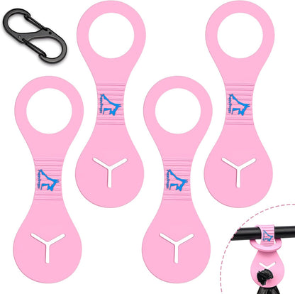 PuppyDoggy Dog Poop Bag Holder for Leash Waste Bag Carrier Dog Poop Bag Dispenser for Walking Running Bicycle Accessory 4 pieces (Pink)