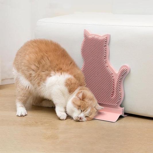 Cat Corner Self Groomer & Brush with Catnip Soft Wall Scratcher & Grooming Combs for Indoor Cats