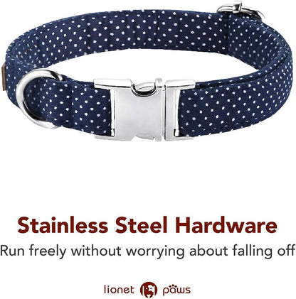 Lionet Paws Boy Dog Collar with Bowtie, Comfortable Adjustable Cute Navy Blue Bow Tie Collar for Male Puppies and Cats Gift, XS, Neck 8-12 inches