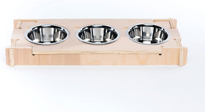 Small Pet Select - Raised Bowl Holder with Three Feeding Bowls for Rabbits, Cats, Dogs, and Other Small Animals