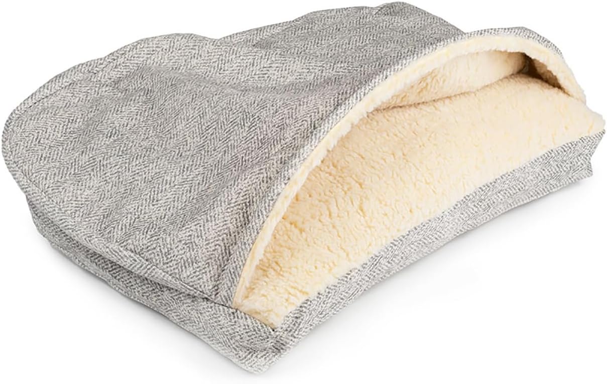 Snoozer Luxury Rectangle Cozy Cave Dog Bed - Indoor Dog Bed with Cover Cave, Covered Calming Burrow for Medium & Large Sized Pets with Blanket Attached, Enclosed, Washable - Large, Palmer Dove