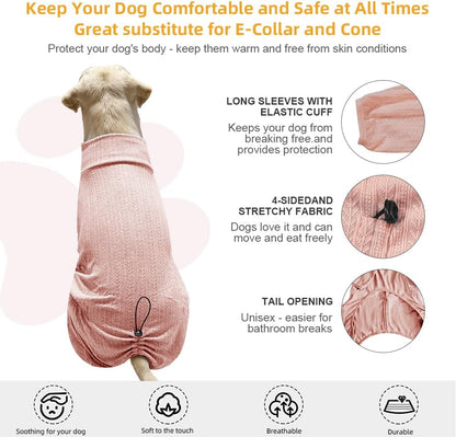 Dog Pyjamas PJS Sweater Clothing and Loungewear Suitable for Medium to Large Breeds of Dogs, Neutering Suits, Extra-Large Stretch Fabric, Four-Legged Dogs Clothes Pyjamas (Sweater Pink, 5XL)