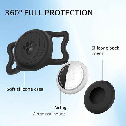 for Airtag Dog Collar Holder – IP68 Waterproof Dog Air Tag Holder for Dog Collar, Anti-Lost & Durable Silicone Case, Compatible with Apple AirTags (Black)