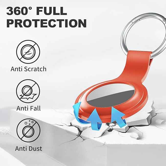 Case for AirTag 2nd Gen (2026) & 1st Gen, Silicone Holder Keychain Key Ring, Protective Cover for Apple for Air Tags, GPS Finder Accessories for Bags, Pets, Kids, Luggage, Orange
