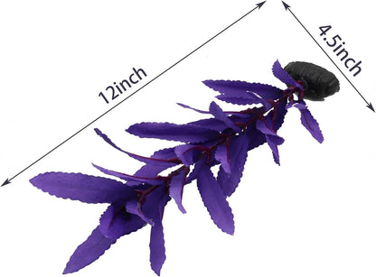 2-Pack 12 Inch Aquarium Silk Aquarium Plants, Artificial Plastic Plant for Small Tank, Goldfish, Fish Hides (Purple, 12 Inch)