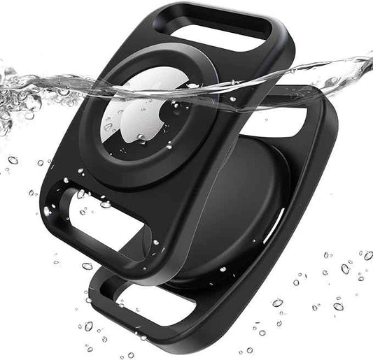 SANKALA Airtag Dog Collar Holder, [2 Pack] Waterproof Airtag Holder for Dog Collar, TPU & Silicone Full Body Covered Apple Airtag Case for Dog Collar, Airtag Protective Cover for Pet Collar, Black