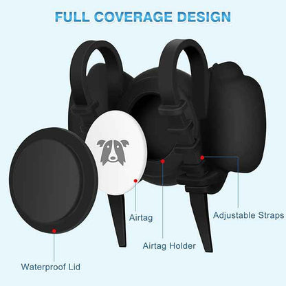 Airtag Dog Collar Holder - Silicone IPX8 Waterproof Airtag Cat Collar - Secure and Stylish, Adjustable Strap Fits All Widths