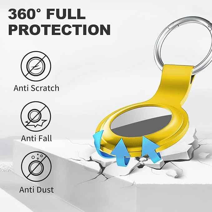 Case for AirTag 2nd Gen (2026) & 1st Gen, Silicone Holder Keychain Key Ring, Protective Cover for Apple for Air Tags, GPS Finder Accessories for Bags, Pets, Kids, Luggage, Yellow