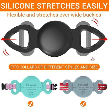 Personalized Waterproof Holder for Airtag Dog Collar Custom Name Phone Number Address Soft Full-Body Protective Silicone Air tag Cover for Pets Cats Anti-Lost Secure Lock for GPS Tracking, 18 Colors