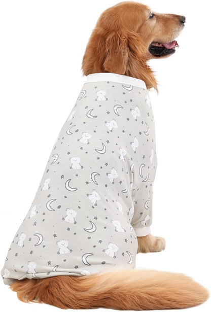 HDE Dog Pajamas One Piece Jammies Jumpsuit Pet Clothes Outfit Stretchy Lightweight Comfy Shirt Pjs for M-3XL Dogs Goodnight Polar Bears - 3XL