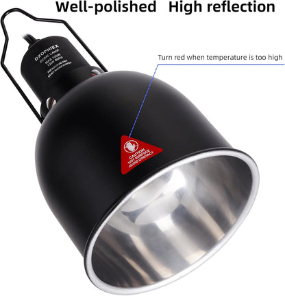 DXOPHIEX 5.5inch Deep Dome Reptile Heat Lamp Reptile Light Fixture UVB Light Fixture Max 100W for Bearded Dragon, Turtles, Snake and Lizard Terrarium
