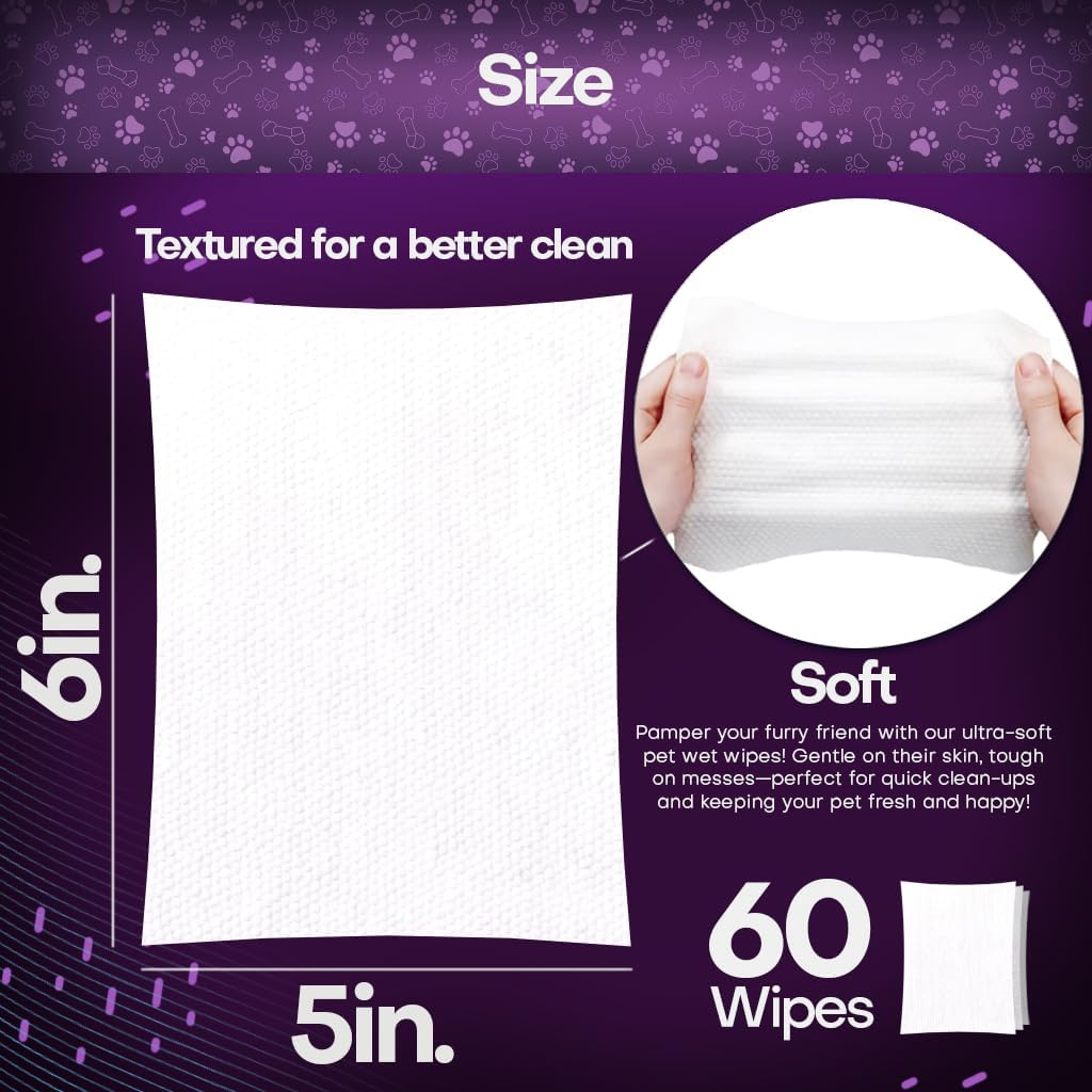 Wrinkle Wipes for Dogs | 3X Larger Dog Face Wipes for French Bulldog and Pug - Cleanse Skin Folds, Tear Stains, Tail Pockets | Anti-Itch, Soothing, & Hypoallergenic with Coconut Oil | 50 Count