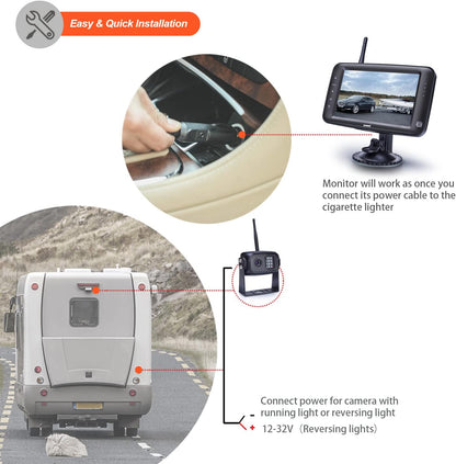 Wireless Backup Camera with 5 inch Split Screen, Ip69k Waterproof Wireless Rear View Camera with Night Vision, Support add 2nd Wireless reversing Camera for Trailer, Rv, Trucks, Motorhome, etc