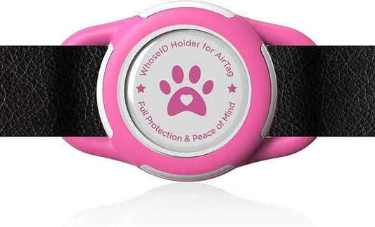 Airtag Dog Collar Holder, Durable & Lightweight Airtag Case, Slide-on Waterproof Protective Air Tag Holder for Dog Collar - for Dogs and Cats (Rose, Small)