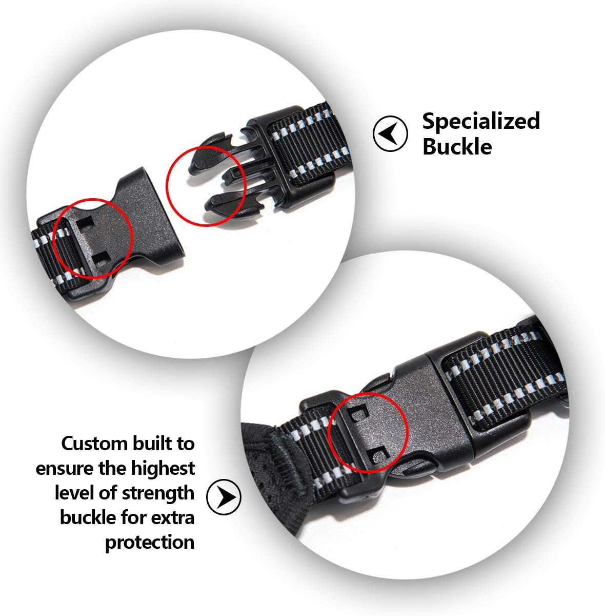 PHOEPET 2019 No Pull Dog Harness Medium Reflective Front Clip Vest with Handle,Adjustable 2 Metal Rings 3 Buckles,[Easy to Put on & Take Off](M, Orange)