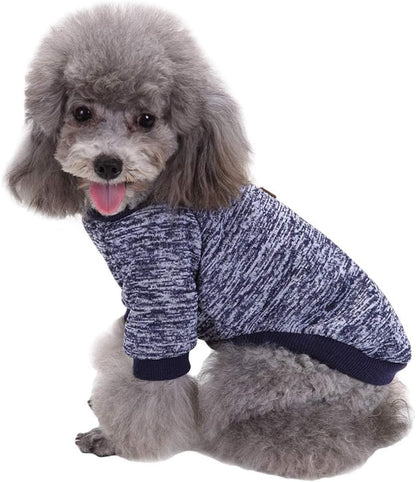 Jecikelon Dog Clothes Dogs Sweater Soft Puppies Clothing Winter Puppy Sweaters Warm Outfit for Dogs Small XXS XS Cat Apparel (Navy Blue, L)