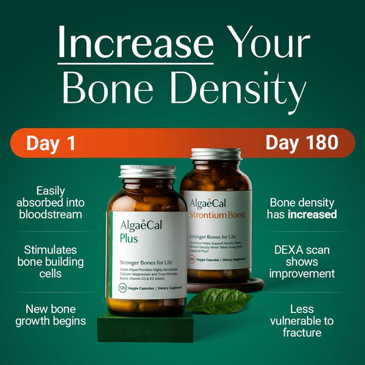 ALGAECAL - Bone Builder Pack for Bone Density, Clinically Supported Plant Based Calcium Supplements & Strontium, Vitamins K2, D3, Magnesium & 16 Minerals, 3-Month Supply, Made in USA