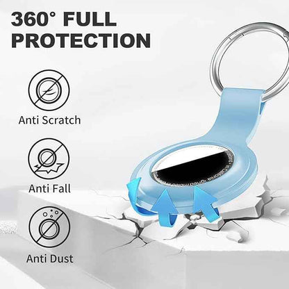 Case for AirTag 2nd Gen (2026) & 1st Gen, Silicone Holder Keychain Key Ring, Protective Cover for Apple for Air Tags, GPS Finder Accessories for Bags, Pets, Kids, Luggage, Grey Blue