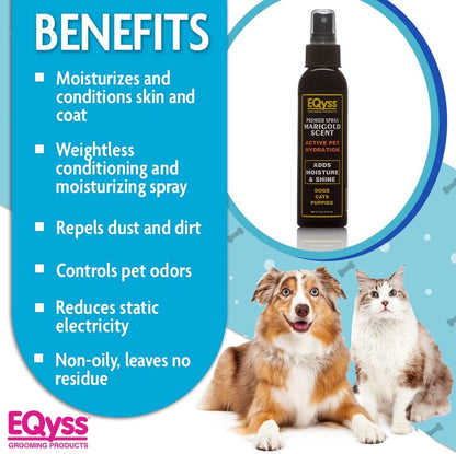 EQyss Premier Pet Spray Marigold Scent - Moisturizes & Conditions for Healthy Skin/Coat, Non-greasy, Adds Shine - Great for Dogs, Cats, Puppies (4 oz)
