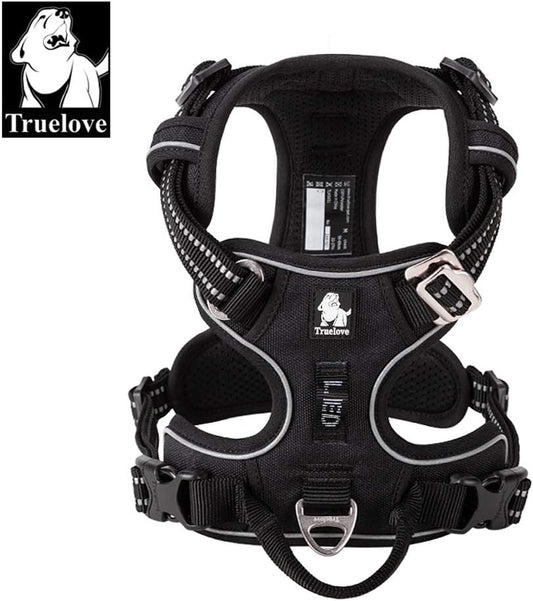 TRUE LOVE Dog Harness No Pull Nylon Reflective Pet Harness Adjustable Comfortable Control Step-in Brilliant Colors Truelove TLH56512 XS Black