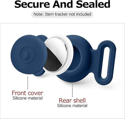 Dog Safety Pendant, Collar Holder for AirTag 2nd & 1st Gen, Pet Tracker Accessory for Dog GPS Tracking, Durable Silicone, Waterproof & Shock-Resistant, Anti-Scratch Anti-Loss (Black, Large)