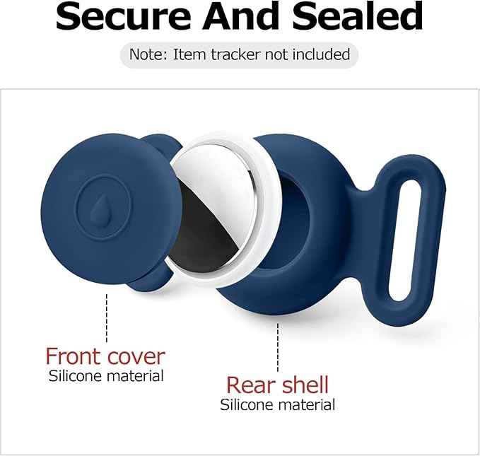 Dog Safety Pendant, Collar Holder for AirTag 2nd & 1st Gen, Pet Tracker Accessory for Dog GPS Tracking, Durable Silicone, Waterproof & Shock-Resistant, Anti-Scratch Anti-Loss (Black, Small)