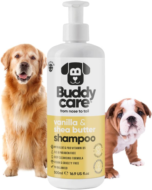 Vanilla & Shea Butter Dog Shampoo - (16.90oz) Itch Relief & Dog Shampoo Sensitive Skin Care, Dog Shampoo and Conditioner, Premium Dog Grooming Supplies for All Breeds