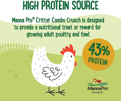 Manna Pro Farmhouse Favorites Critter Combo Crunch Bug Jug – Engaging Poultry Treat – Blend of Black Solider Fly Larvae, Mealworms & Shrimp – Great Source of Protein – Encourages Foraging – 25oz
