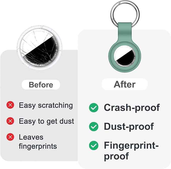 Case for AirTag 2nd Gen (2026) & 1st Gen, Silicone Holder Keychain Key Ring, Protective Cover for Apple for Air Tags, GPS Finder Accessories for Bags, Pets, Kids, Luggage, Pine Green
