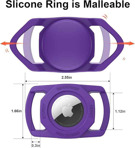 SANKALA Airtag Dog Collar Holder, [1 Pack] Waterproof Airtag Case for Dog Collar, TPU & Silicone Full Body Covered Apple Air Tag Collar Holder Protective Airtag Case for Pet Collar, Dark Purple