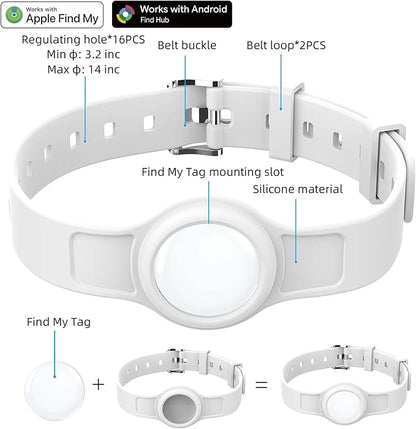 Silicone Dog Tracker Collar, Waterproof Bluetooth Pet Finder Works with Apple Find My & Google, Adjustable Collar for Small Dogs, Puppies & Cats, Fits 3.2”-14” Neck