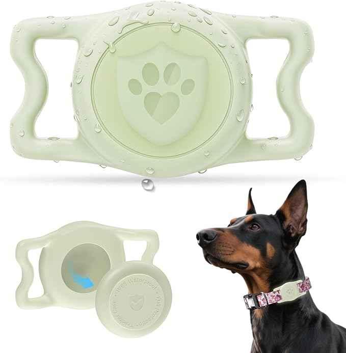for Airtag Dog Collar Holder – IP68 Waterproof Dog Air Tag Holder for Dog Collar, Anti-Lost & Durable Silicone Case, Compatible with Apple AirTags (Black)