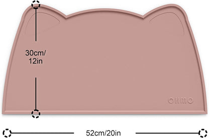 OHMO - Cat Food Mat, Silicone Pet Feeding Mat for Floor Non-Skid Waterproof Dog Water Bowl Tray, Easy to Clean Pet Placemat(Rose, 20 * 12")