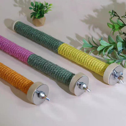 2pc Bird Perch Woven Rope Wooden Stand, Colored Solid Hemp Rope Bird Perches for Cage（9.85IN）