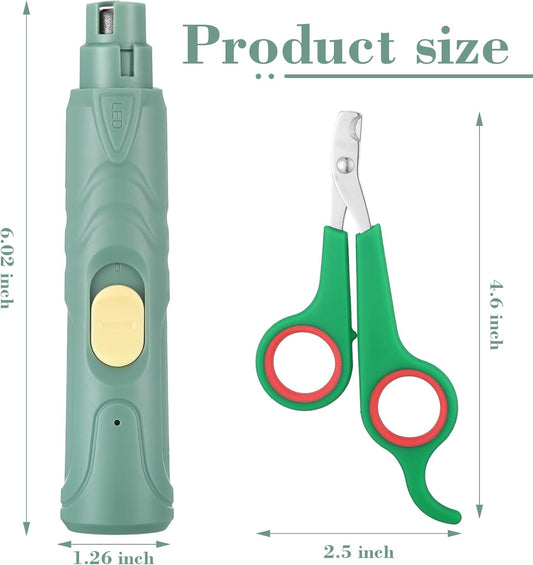 Lasnten 2 Pcs Bird Nail Grinder with Bird Nail Clipper Bird Nail Trimmer Bird Nail File with LED Lamp Grooming Tool for Bird Parrot Budgerigars Parakeets Myna Conure Finches Lovebirds (Green)