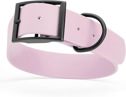 Dogline Biothane Waterproof Dog Collar Strong Coated Nylon Webbing with Black Hardware Odor- Proof for Easy Care Easy to Clean High Performance Fits Small Medium or Large Dogs, Pastel Purple