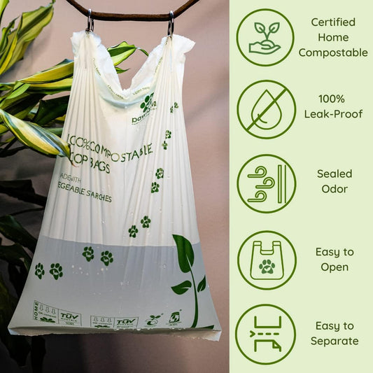 Pawtria Certified Home Compostable Dog Poop Bags (480), Value pack, Biodegradable Poop Bags, Cat Litter, Vegetable Starches, Eco-friendly Dog Waste Bags, Leak proof, Easy to Open, Give Back