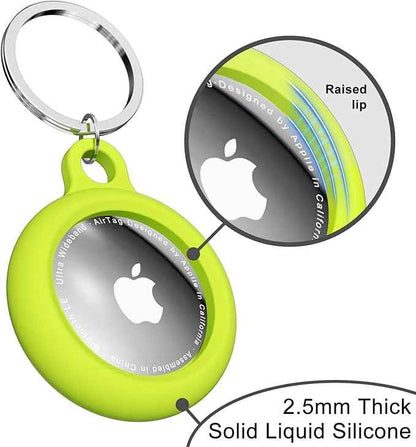oakxco for Airtag Keychain Silicone Neon Green, Airtag Holder with Key Ring, Air Tag Cover Cute Accessories for Kids, Luggage, Car Dog Collar, Car, Compatible with Apple Airtag Case Waterproof, Lime