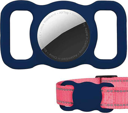 2 Pack Protective Air tag Case for Dog Collar, Pet/Dog Collar Holder Case Compatible with Apple Air Tag, Waterproof Air tag Loop for GPS Tracker Lightweight Soft Anti Scratch Anti Lost Navy Purple